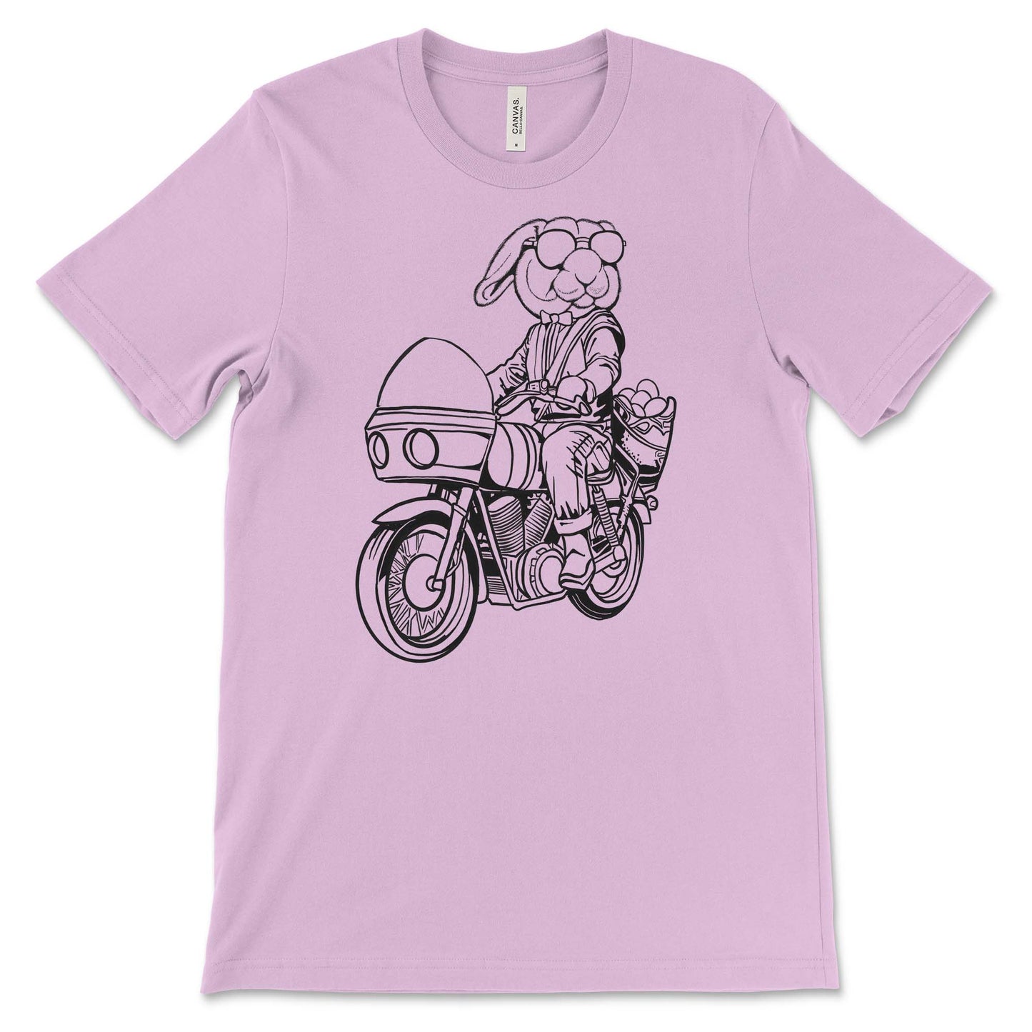 Bunny on a motorcycle lilac t-shirt