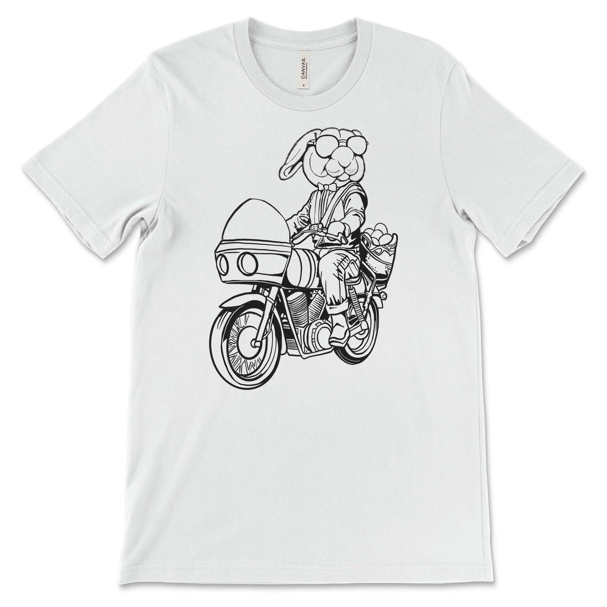 Bunny on a motorcycle whiten t-shirt