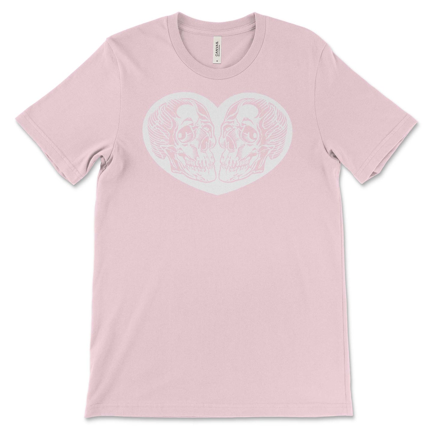 Heart with 2 Skulls Pink T-Shirt