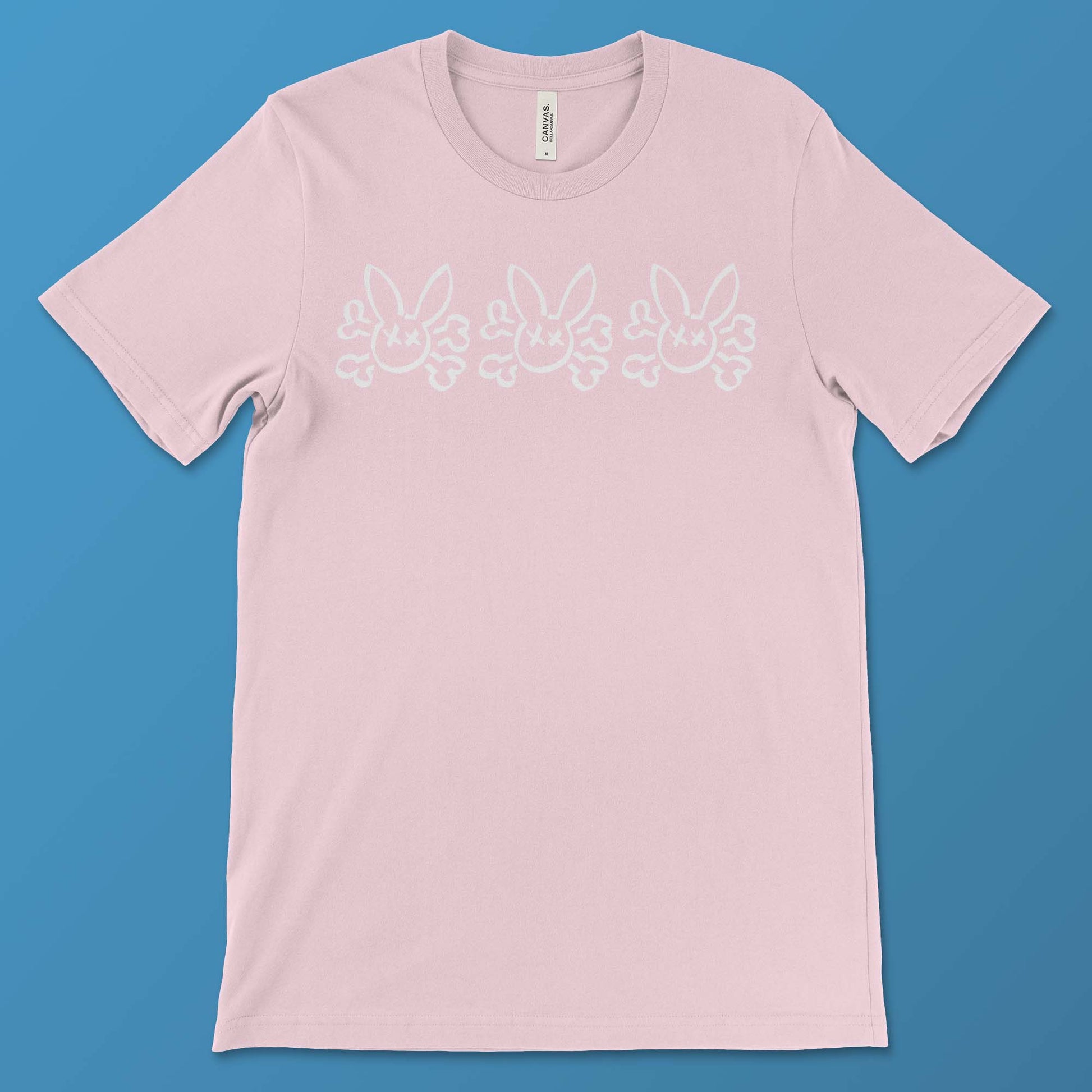 Bunny Skull and Cross Bones on a Pink T-Shirt 