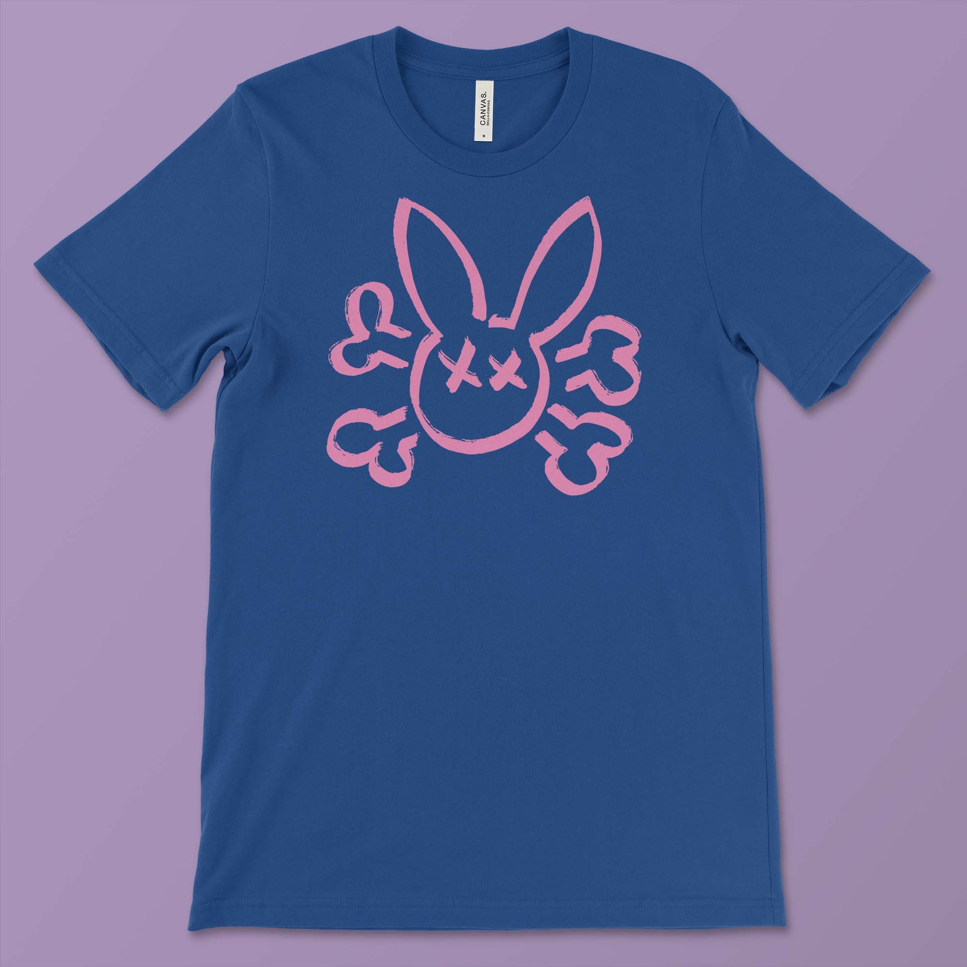 Pink Bunny Skull on a True Royal Graphic Tee 