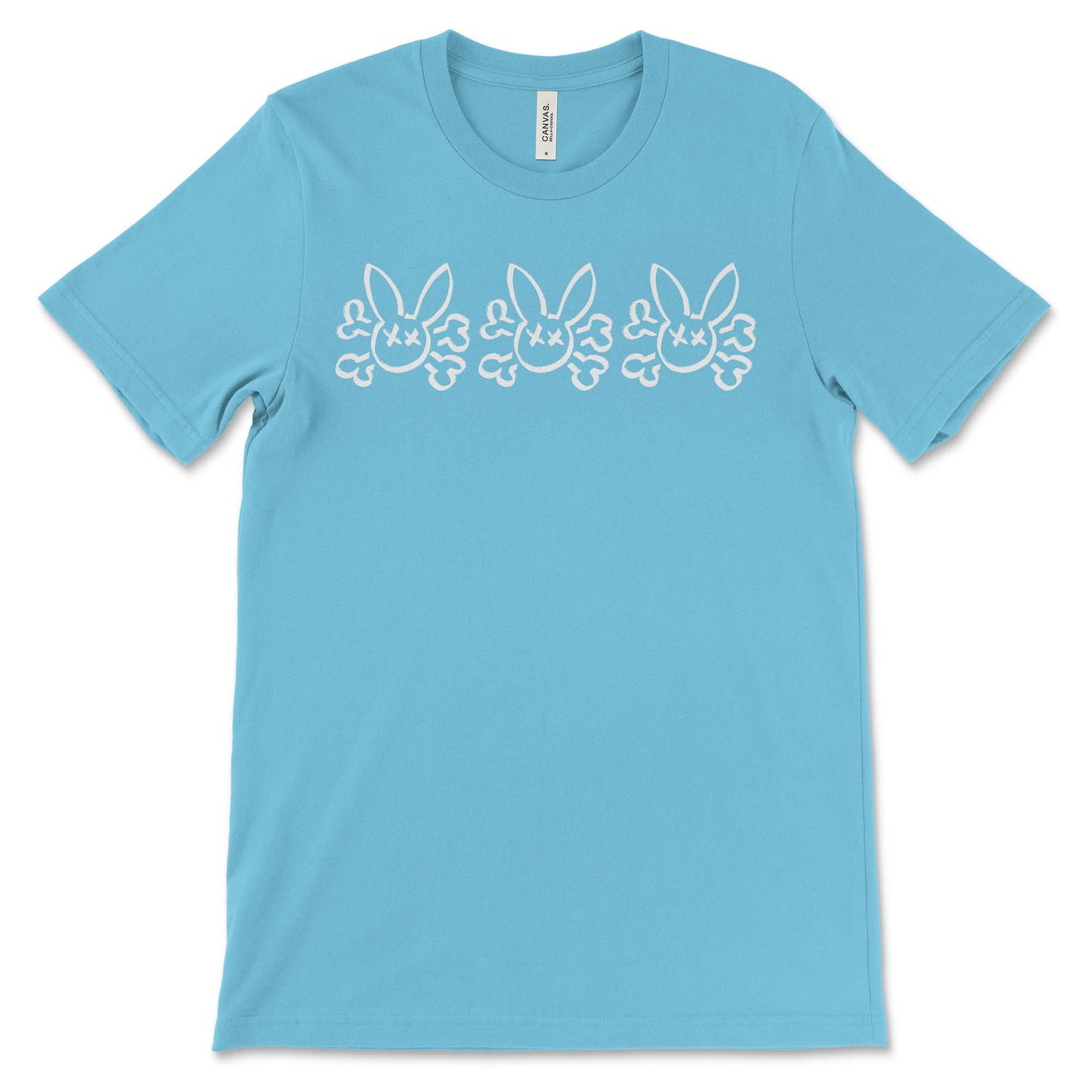 Bunny Skull and Cross Bones on a Ocean Blue T-Shirt