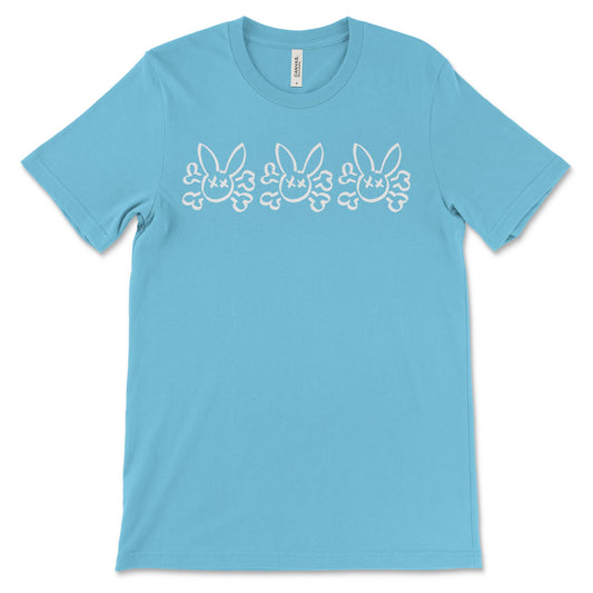 Bunny Skull and Cross Bones on a Ocean Blue T-Shirt