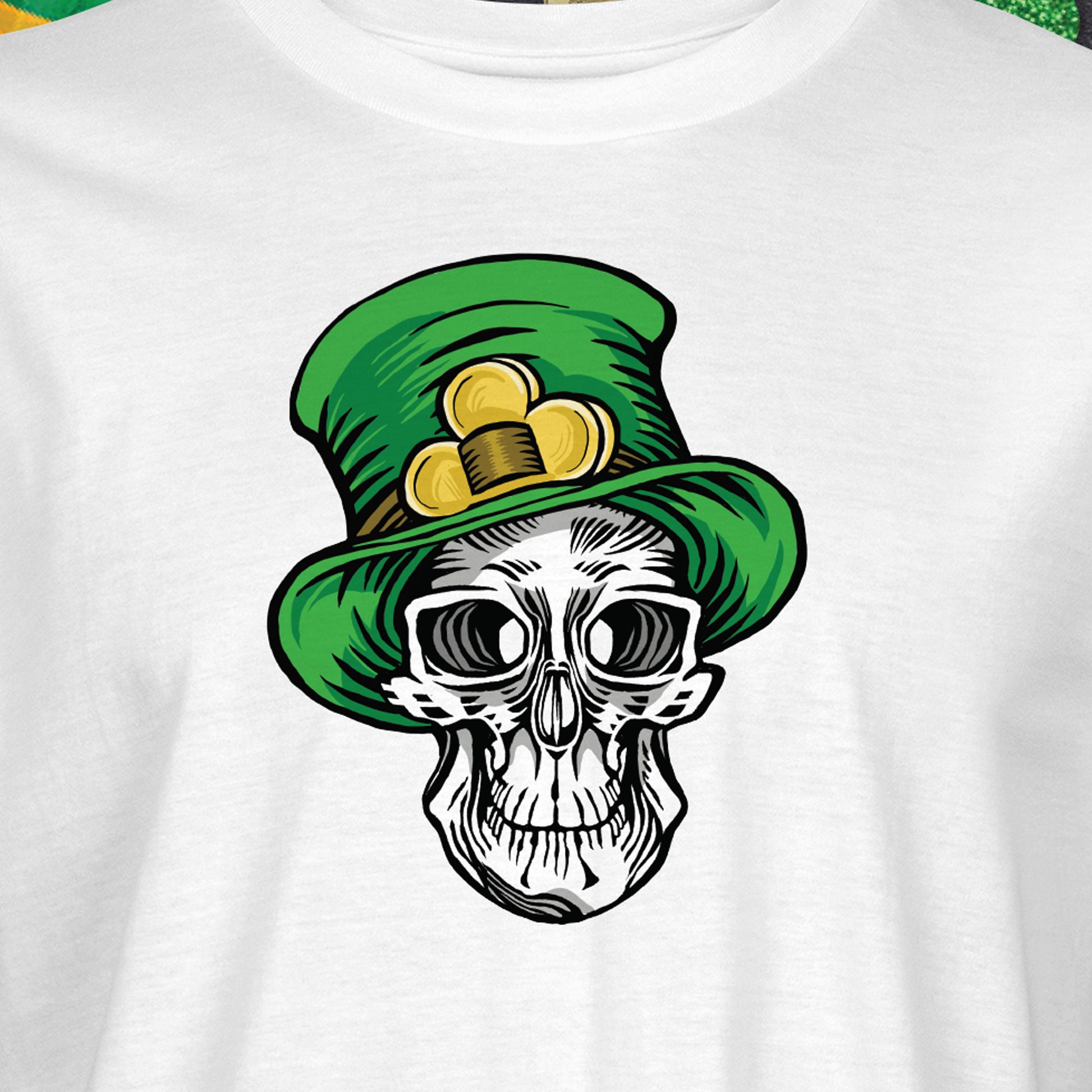 St Patricks Day T-Shirt with a Leprechaun Skull T-Shirt-Cropped