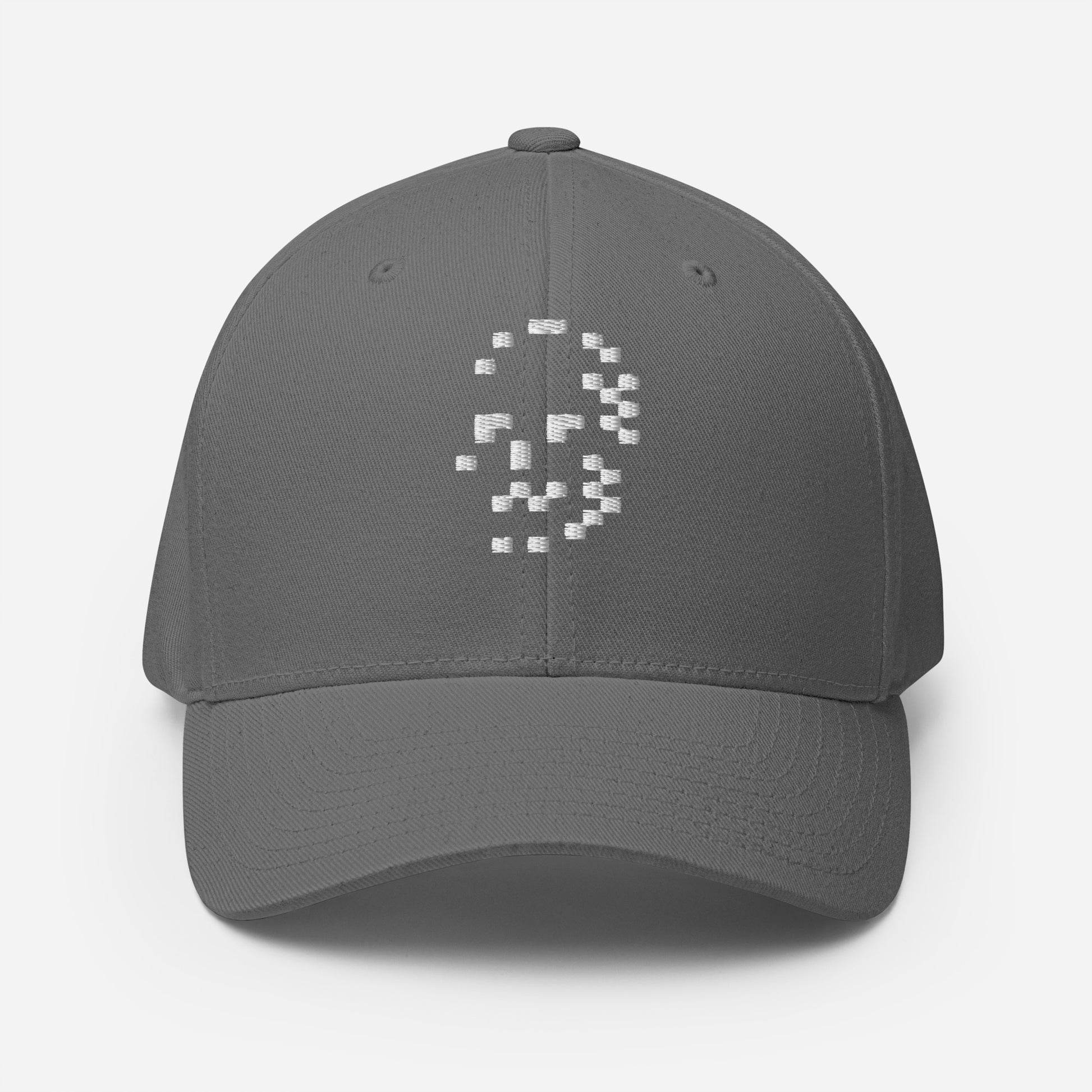 Digital Skull embroidered in white on Fitted gray hat