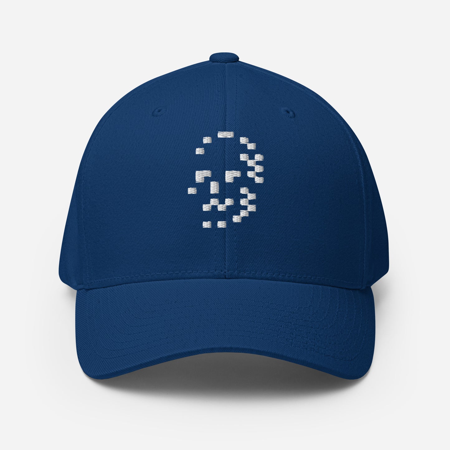 Digital Skull embroidered in white on Fitted blue hat