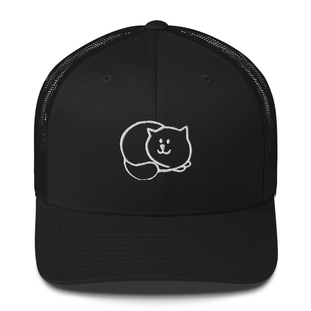 Black Loafed Cat Trucker Hat