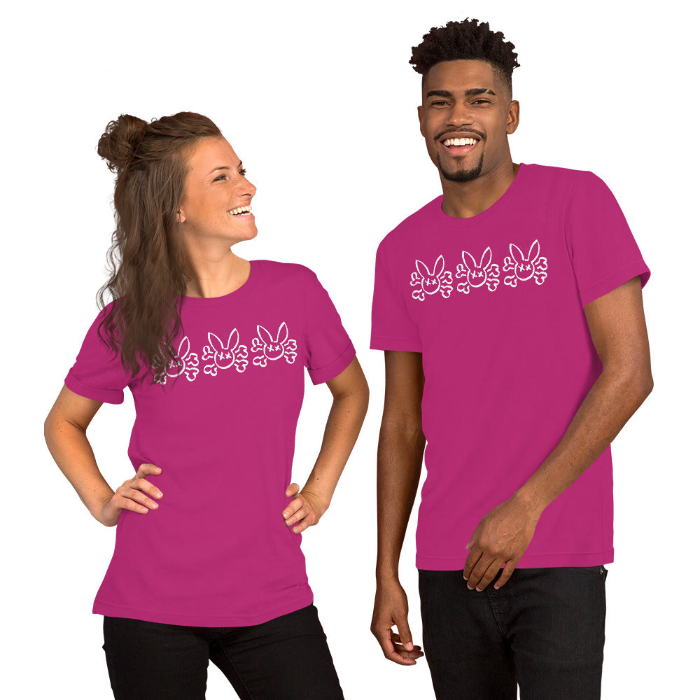 Bunny Skull and Cross Bones on a Berry T-Shirt worn by models