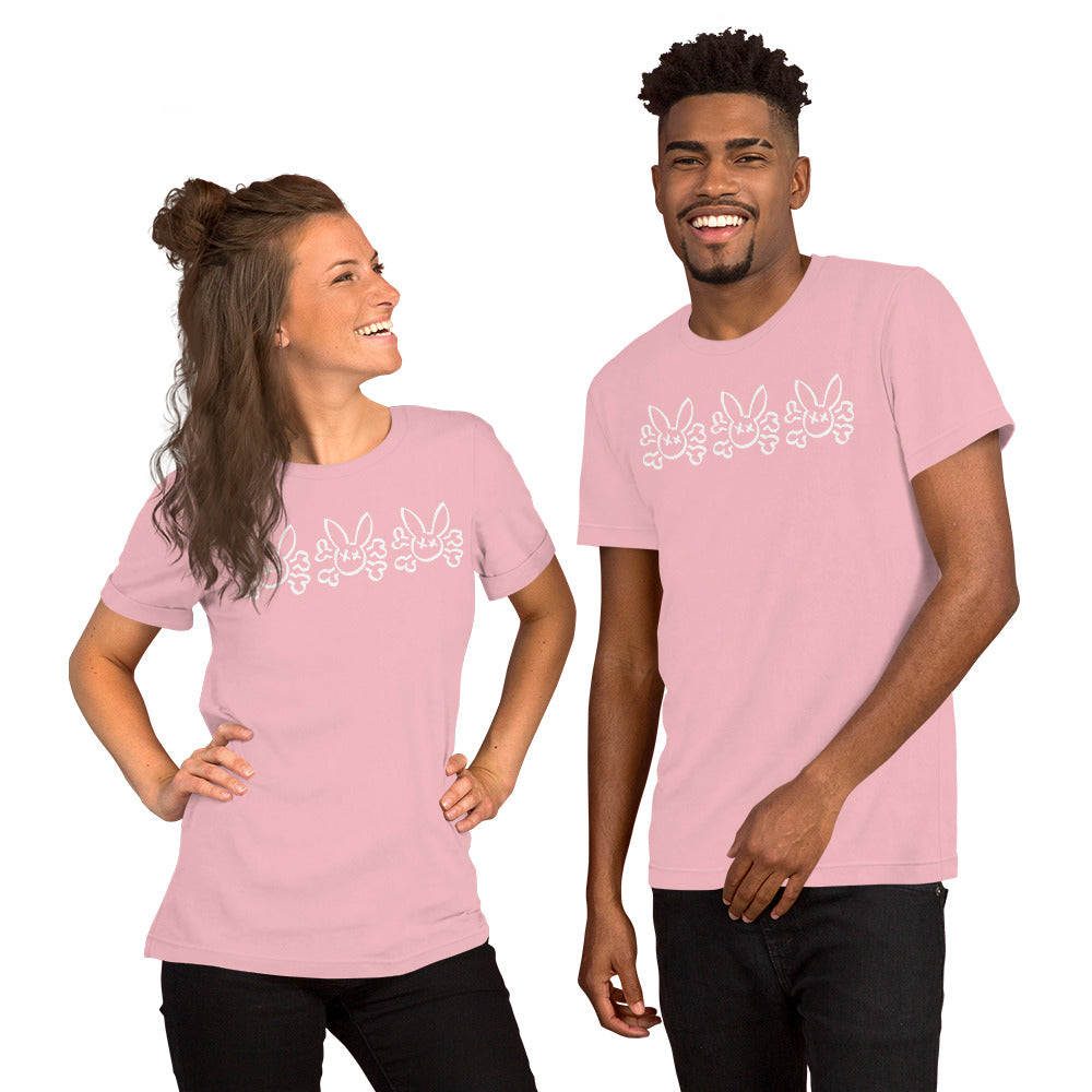 Bunny Skull and Cross Bones on a Pink T-Shirt worn by models